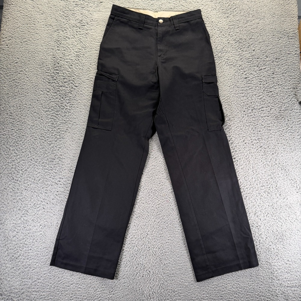 Dickies Pant Mens 30x34 Black Cotton Cargo Straight Leg Utility Workwear Travel